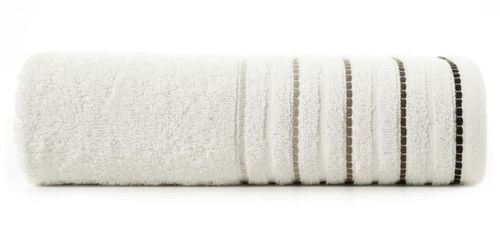 Ręcznik z ozdobną bordiura w pasy 50X90 KREMOWY na Arena.pl