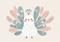 Plakat 100x70cm Wzory dla Dzieci, Dziewczynki i Chłopca - Paw