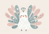Plakat 100x70cm Wzory dla Dzieci, Dziewczynki i Chłopca - Paw