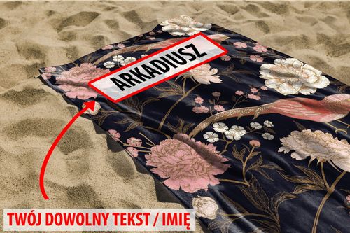 RĘCZNIK Kwiaty i ptaszek z twoim dowolnym tekstem 200x75cm 035L na Arena.pl