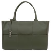 VERA PELLE torebka skórzana klasyczna pleciona z paskiem V623 oliwkowa