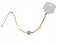 Delikatna bransoletka celebrytka trzy kółka perłowy kolor złoty