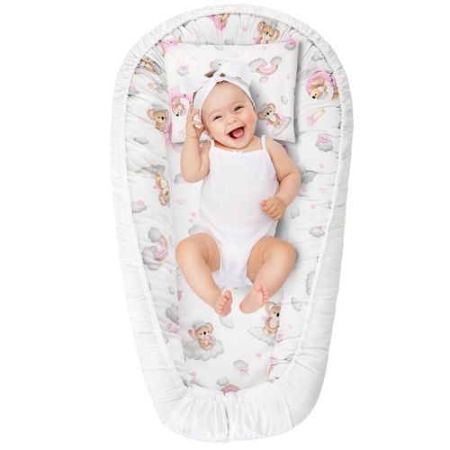 KOKON DLA NIEMOWLĄT BAWEŁNIANY ZESTAW 4 ELEMNTY ŚPIĄCY MIŚ na Arena.pl
