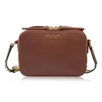 torebka damska skórzana listonoszka na ramię modna brązowa