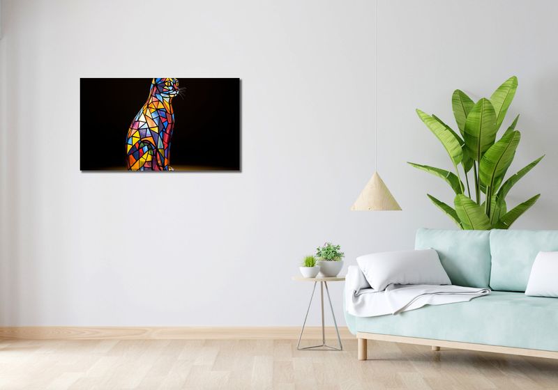Obraz 90x50cm Koci Witraż zdjęcie 2