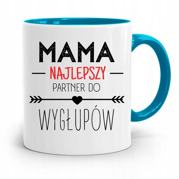 Kubek Błękitny Dla Mamy Najlepszy Partner Prezent Z Nadrukiem Ze Zdjęciem zdjęcie 1