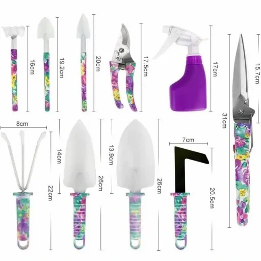 Walizka Narzędzi Ogrodniczych dla Kobiet - Zestaw 10 Elementów fioletowe zdjęcie 5