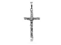 Elegancki oksydowany srebrny wisior duży krzyż na gruby łańcuch z wizerunkiem Chrystusa srebro 925 PT_K1005