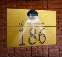 TABLICZKA ADRESOWA oświetlona lampka led numer domu DIBOND ZŁOTA aluminiowa