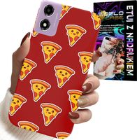 ETUI DO MOTOROLA MOTO E14 - WZÓR Z WESOŁĄ PIZZĄ NA CZERWONYM TLE