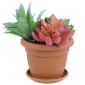 Donica okrągła 13 cm + podstawka Terrakota