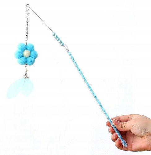 ZABAWKA DLA KOTA WĘDKA piórka kwiat 12 NIEBIESKA na Arena.pl