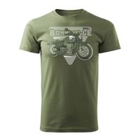 Koszulka motocyklowa na motor z motocyklem Triumph Bonneville męska khaki REGULAR L