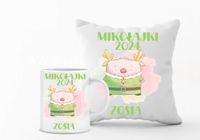 Zestaw PODUSZKA i KUBEK z nadrukiem personalizowany mikołajkowy prezent