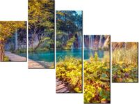 100 75CM OBRAZ 5 ELEM JEZIORO PLITVICE JESIENIĄ ŚCIENNY