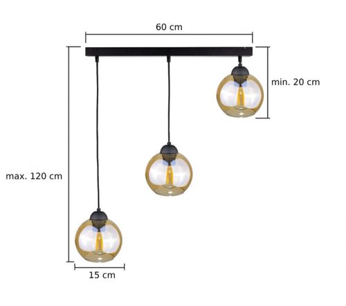 Lampa wisząca 3xE27 AMBRE BLACK na Arena.pl