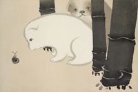 Plakat 91,5x61cm Dog and Snail, Sekka Japoński Vintage do Salonu