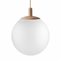 Kulista wisząca lampa ALUR 11148119 Kaspa do salonu biała dąb