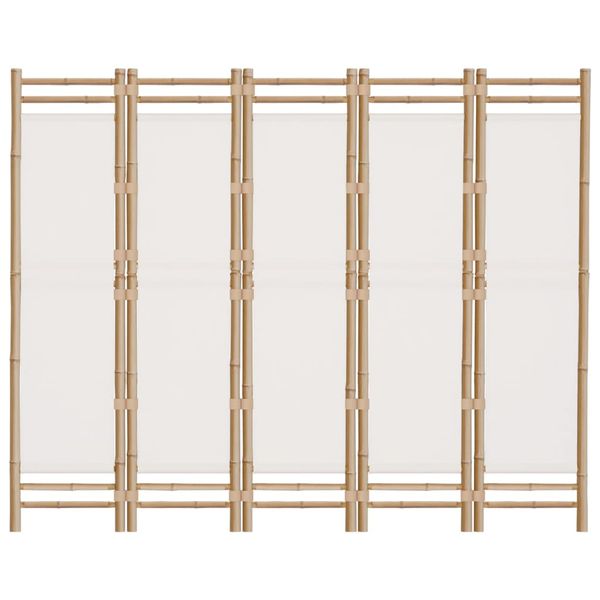 Składany parawan 5-panelowy, 200 cm, bambus i płótno zdjęcie 4