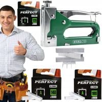 ZESTAW Solidny Zszywacz tapicerski taker + 3 x ZSZYWKI 14/12/10 mm 3000SZT