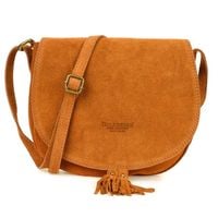 BELTIMORE torebka damska zamszowa listonoszka z klapą V012 camel