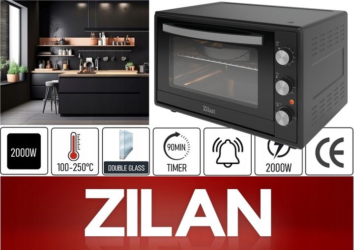 PIEKARNIK ELEKTRYCZNY MINI GRILL TIMER CZARNY XXL 2000W 65L zdjęcie 9
