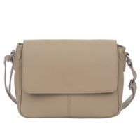 VERA PELLE torebka skórzana listonoszka z klapą i paskiem V556 beżowa