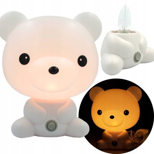 LAMPKA NOCNA DLA DZIECI LED MIŚ BIAŁA DO GNIAZDKA PREZENT na Arena.pl