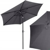 DUŻY PARASOL OGRODOWY SKŁADANY GRAFIT ŁAMANY MOCNY 260cm Z KORBĄ