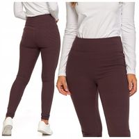LEGGINSY DAMSKIE PRĄŻKOWANE WYSOKI STAN MORAJ KLASYCZNE MODNE BRĄZOWE