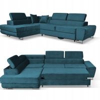 Narożnik rogówka rozkładany f spania Bosso lewy Family meble niebiesk welur