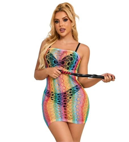 Tęczowa ażurowa sukienka na Arena.pl