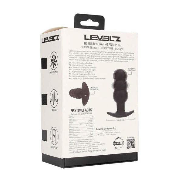 Tri Bulb Vibrating Silicone Anal Plug - Black zdjęcie 3