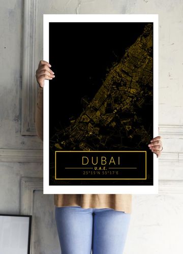 Dubai mapa złota - plakat 60x80 cm na Arena.pl
