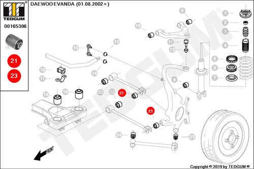 DAEWOO EVANDA TULEJA DRĄŻKA TYLNEGO KLAL 02- na Arena.pl