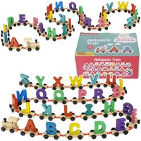 Drewniany Literkowy Pociąg Kolejka Alfabet 26 Wagony Literki 188 cm