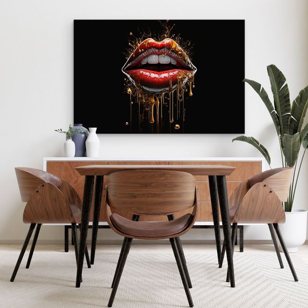 Obraz Ścienny Czerwone USTA Abstrakcja 3D Dekoracja Płótno Canvas 100cm x 70cm zdjęcie 7