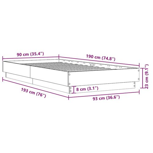 Łóżko bez materaca, dąb sonoma, 90x190 cm na Arena.pl