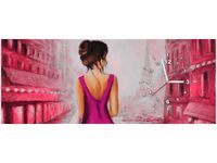 100X40CM ZEGAR ZEGAR RÓŻOWA SUKNIA PARYŻU OBRAZ