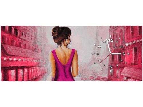 100X40CM ZEGAR ZEGAR RÓŻOWA SUKNIA PARYŻU OBRAZ na Arena.pl