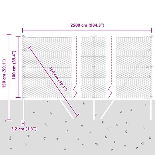 Ogrodzenie z słupkami Srebrny 1 x 25 m Stal pokryta PCV na Arena.pl