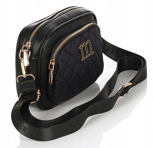 MONNARI Zgrabna pikowana czarna torebka listonoszka Regulowany pasek na Arena.pl