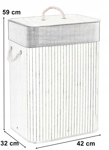 KOSZ NA PRANIE BIELIZNĘ ZABAWKI Z BAMBUSA DREWNIANY POJEMNIK KUFER 80L na Arena.pl