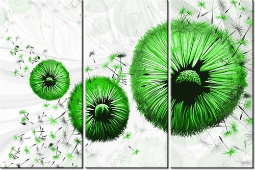 60 90CM OBRAZ 3 ELEM ZIELONE DMUCHAWCE DRUK PŁÓTNO RAMA na Arena.pl