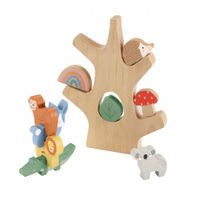 FISHER PRICE DREWNIANE DRZEWKO ROZWOJOWE BALANSUJĄCE ZESTAW KLOCKÓW WIEŻA