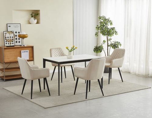 Krzesło NANA - beż aksamit / nogi czarne x 2 na Arena.pl