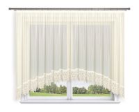 Firana gotowa 700x180 łuk,woal ecru, gipiura 30cm