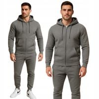 KOMPLET MĘSKI DRESOWY CIEMNOSZARY DRES Z KAPTUREM I ZAPINANY NA ZAMEK