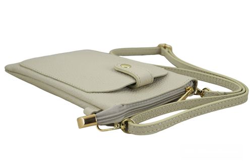 Torebka skórzana / etui na telefon - Beżowe jasne na Arena.pl