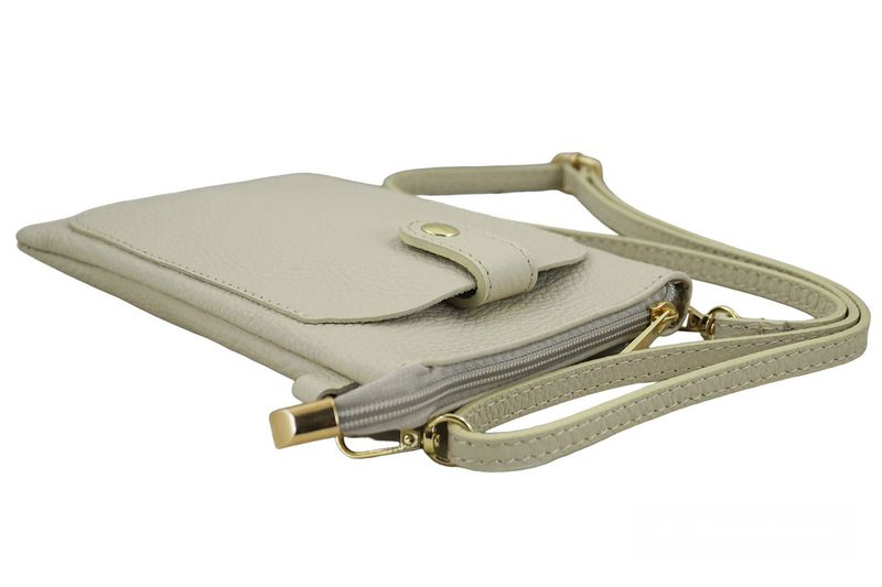 Torebka skórzana / etui na telefon - Beżowe jasne zdjęcie 3